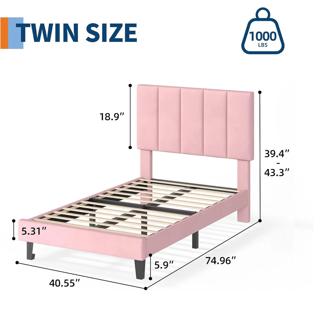 HiMISS Upholstered Platform Bed Frame With Tufted Headboard