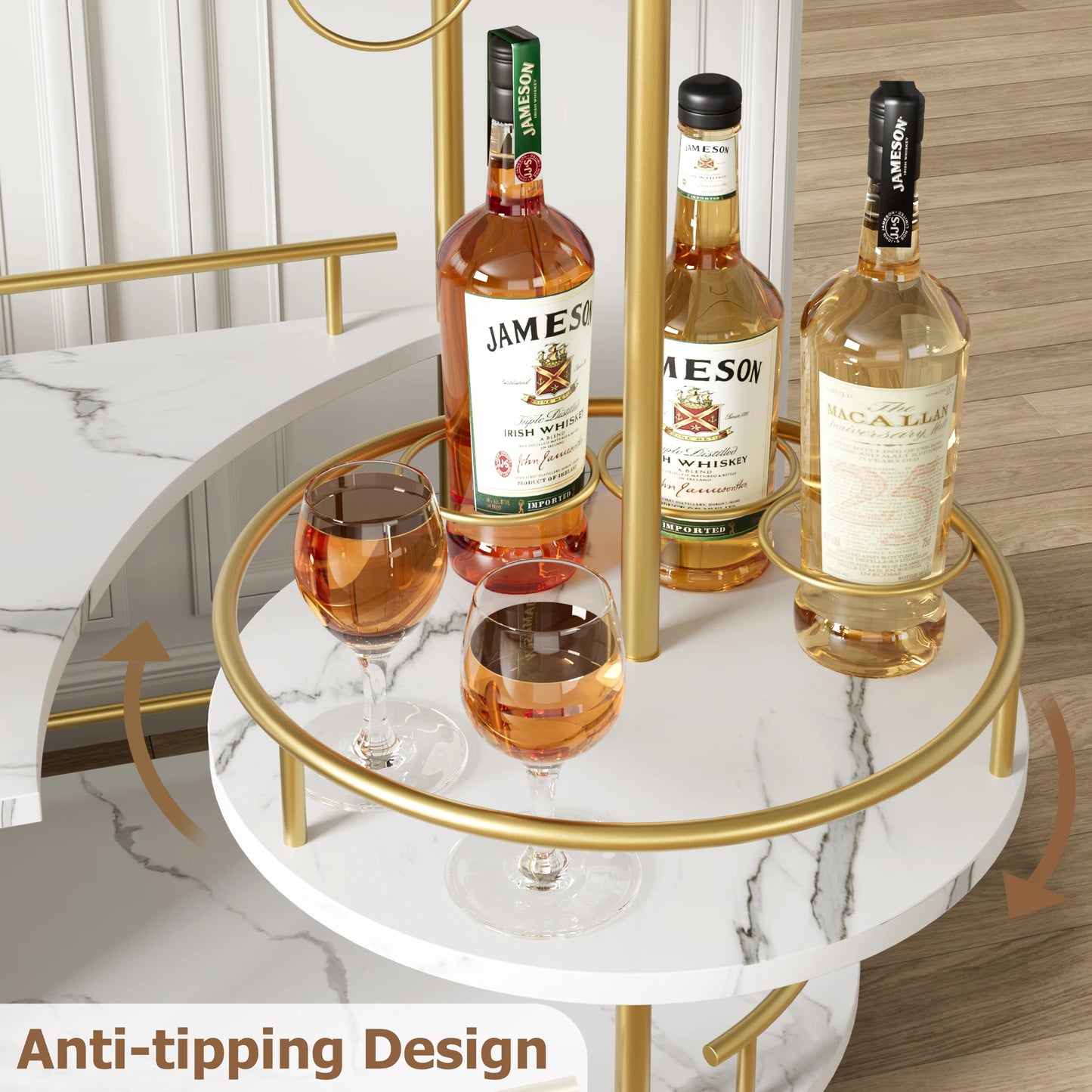 TWISTER.CK Four Tier Bar Cart With Storage And Wine Rack