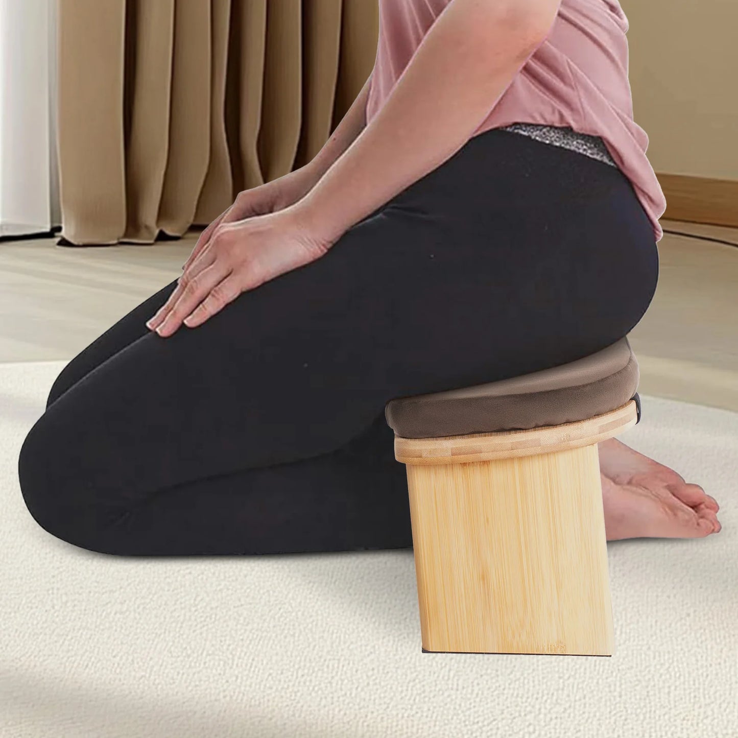 Bymaocar Foldable Meditation Bench Kneeling Stool For Home