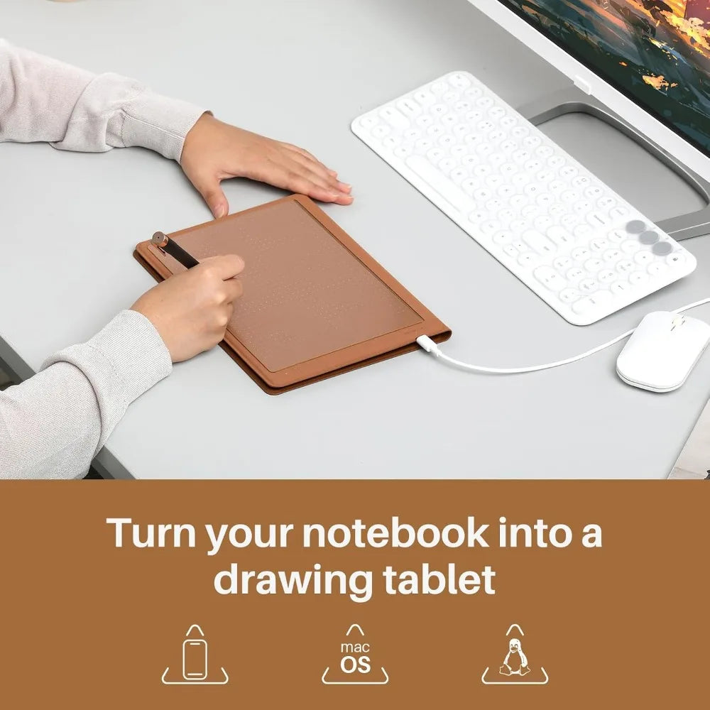 2-in-1 Digital Notebook Drawing Tablet With Battery-Free Pen