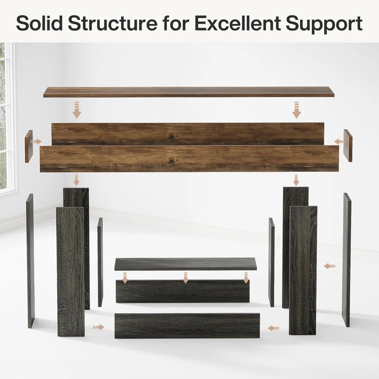 Tribesigns Farmhouse Console Table 2-Tier Entryway With U Shaped Base