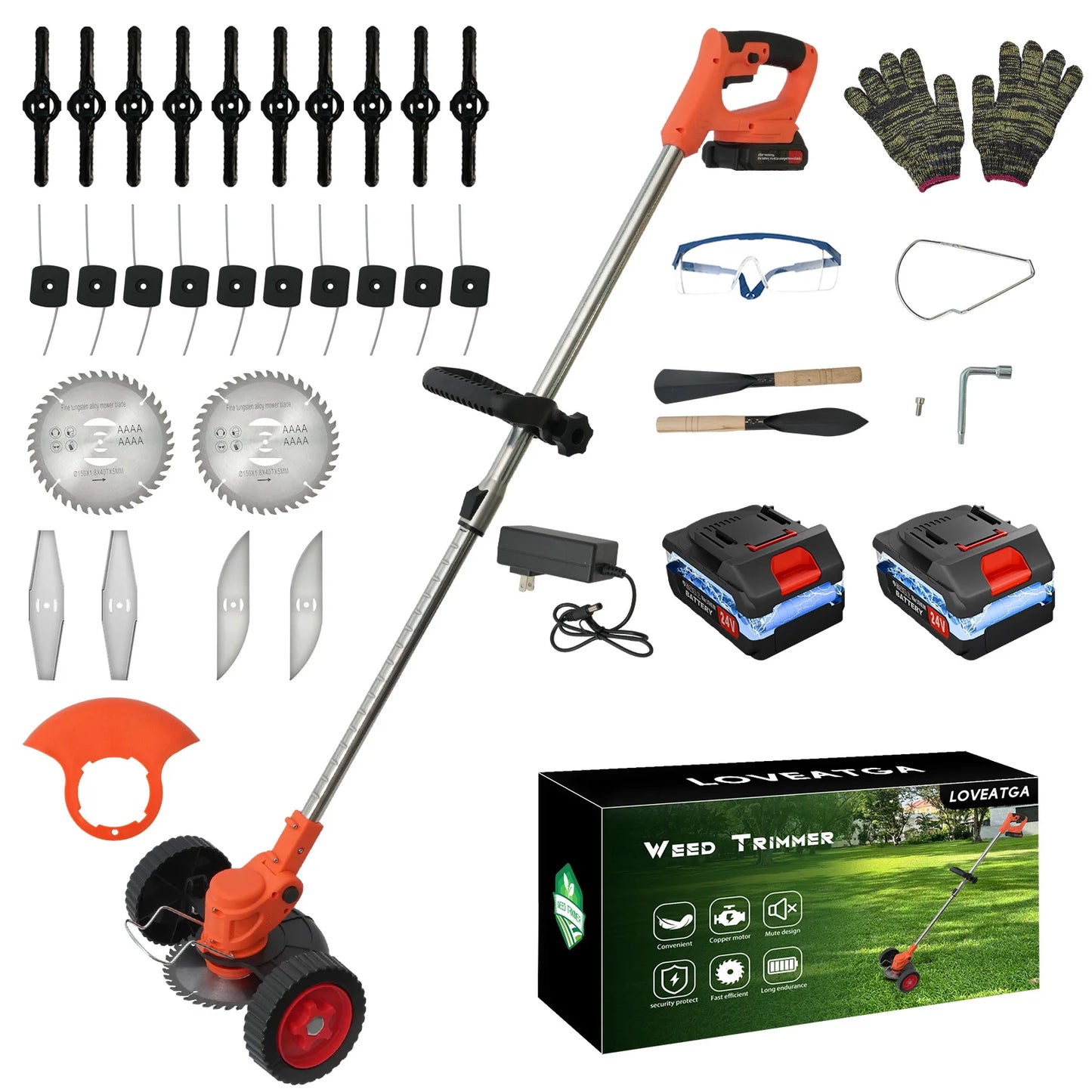 21V Cordless Grass Trimmer 3 In 1 Edger Mower With Batteries