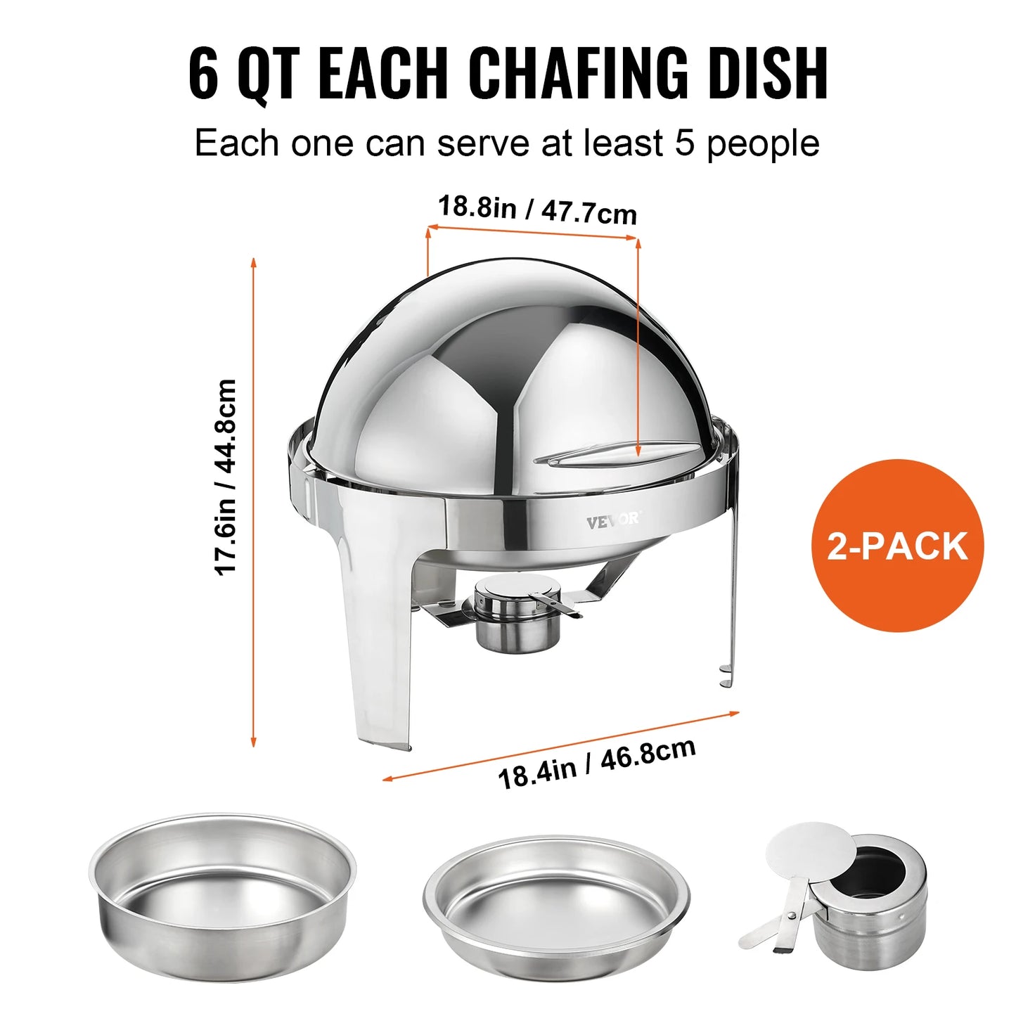 SucceBuy Roll Top Chafing Dish Buffet Set Two Pan Chafer