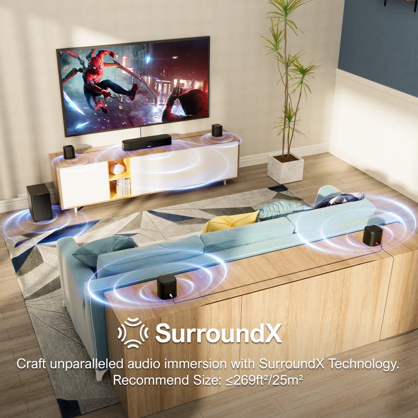 ULTIMEA 7.1 Channel Sound Bar System With Four Surround Speakers