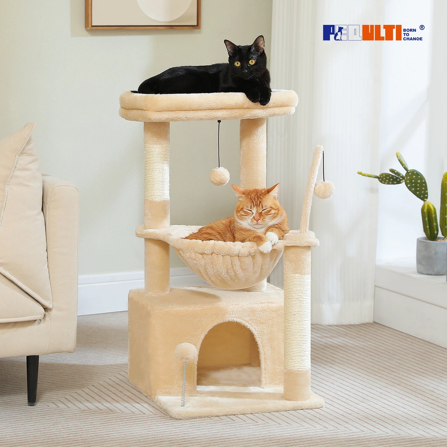 PAWZ Road 4-In-1 Cat Tree With Condo Sisal Scratching Post