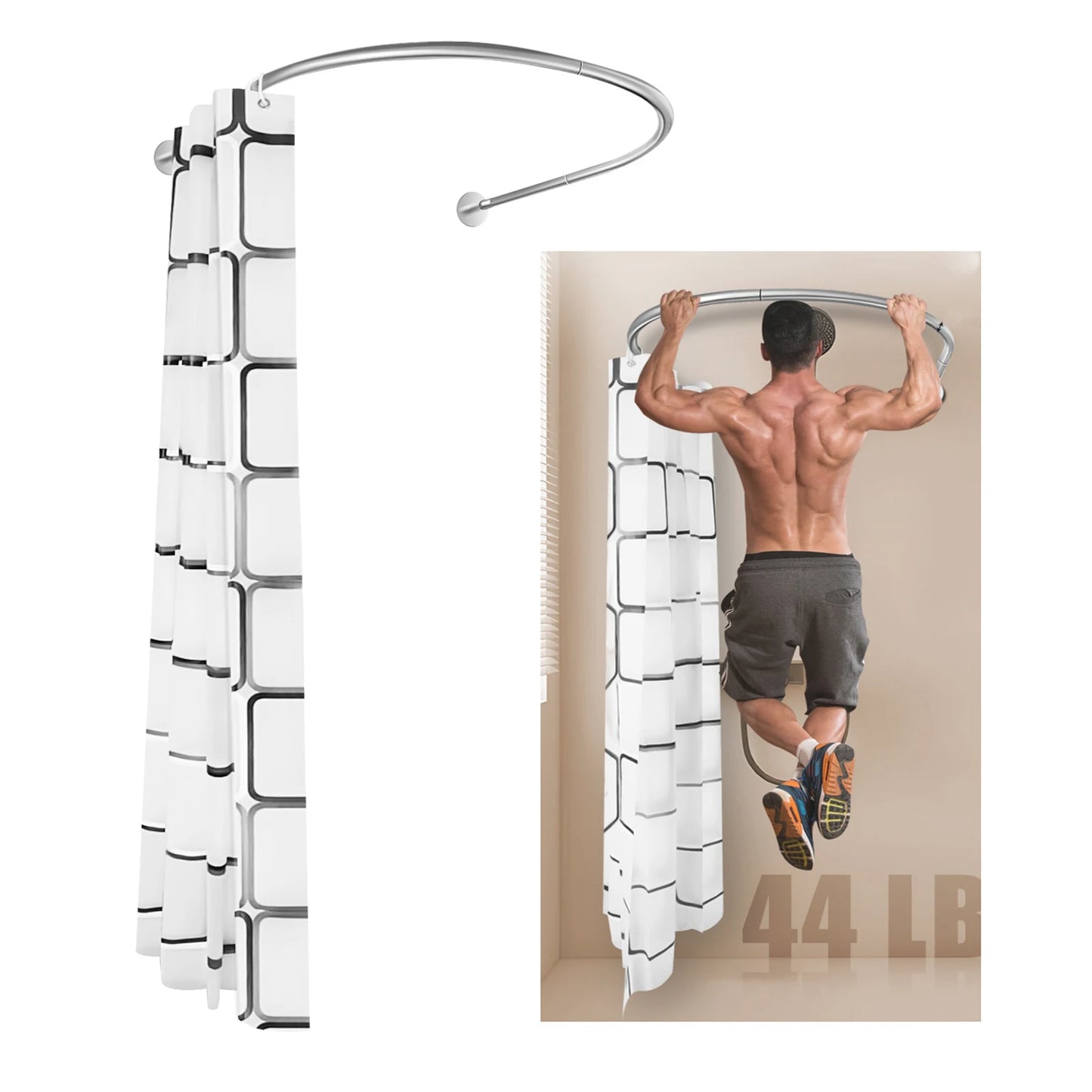 Stainless Steel No Drilling L Shape Shower Curtain Rod Rustproof