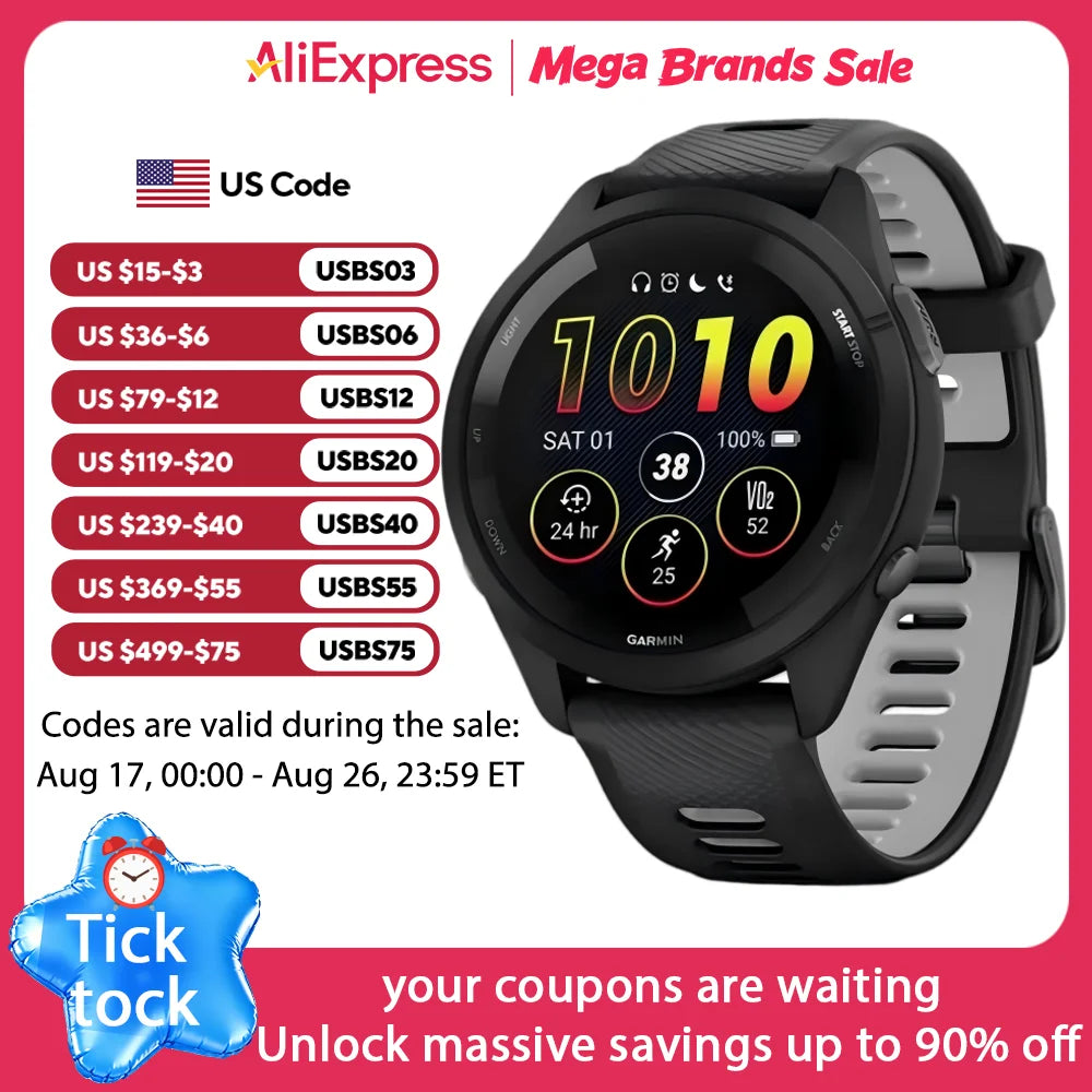 Garmin Forerunner 265 Multiband GPS Smartwatch Outdoor Sports Training