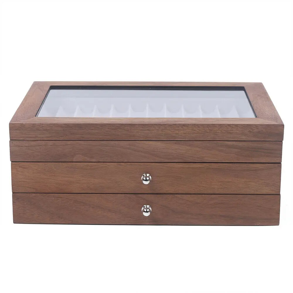 Wooden Pen Storage Case With Drawer For Stationery Display