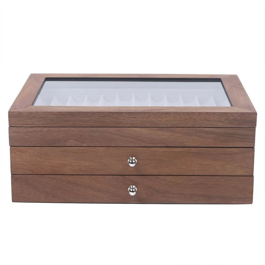 Wooden Pen Storage Case With Drawer For Stationery Display