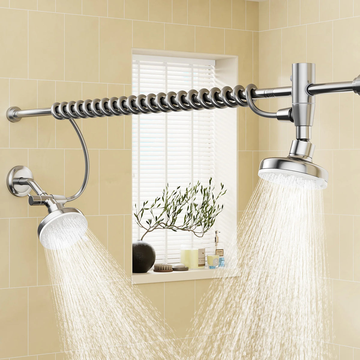 Huytrw Dual Adjustable High Pressure Shower Head For Couples