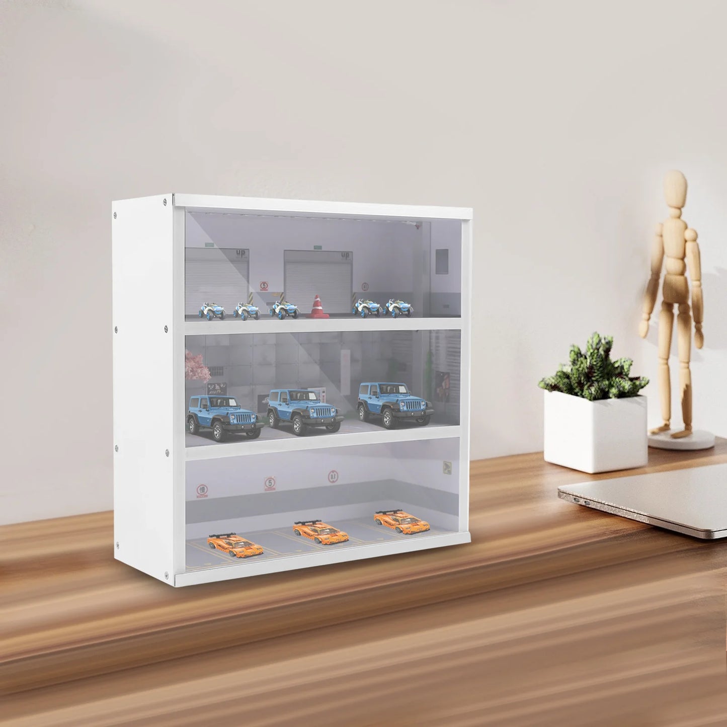 1:64 Diorama Parking Garage Display Case With LED Light