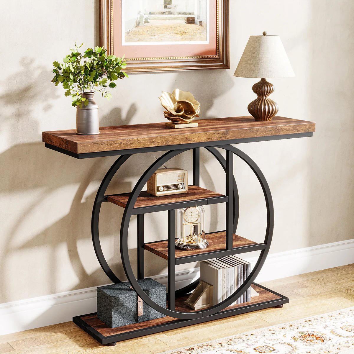 Tribesigns Four Tier Industrial Metal Entryway Console Table