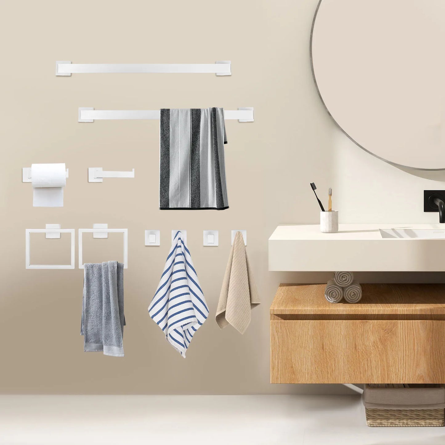 20 Piece Stainless Steel Bathroom Hardware Set Wall Mount