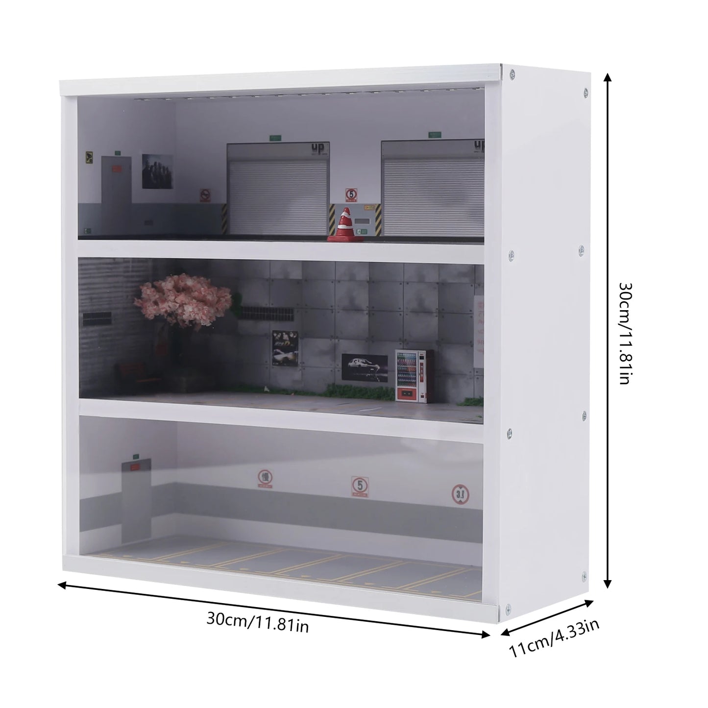 1:64 Diorama Parking Garage Display Case With LED Light