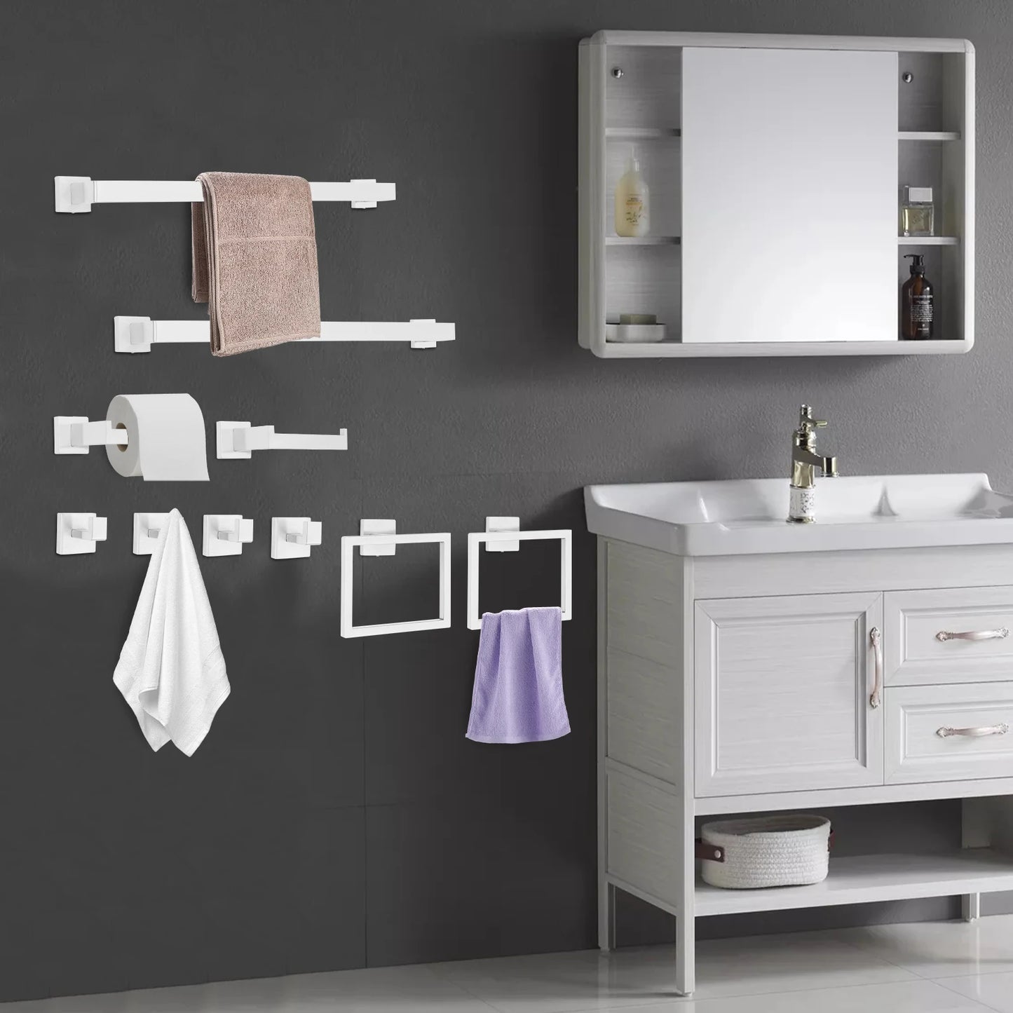 20 Piece Stainless Steel Bathroom Hardware Set Wall Mount