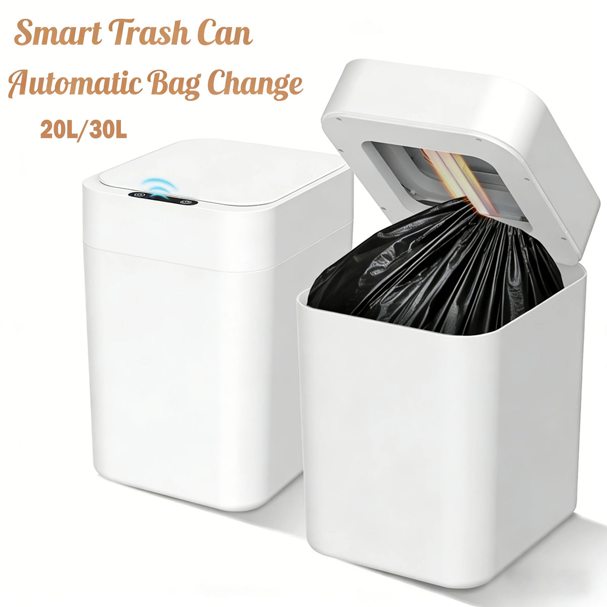Automatic Self Bagging Trash Can With Touchless Sensor And Lid