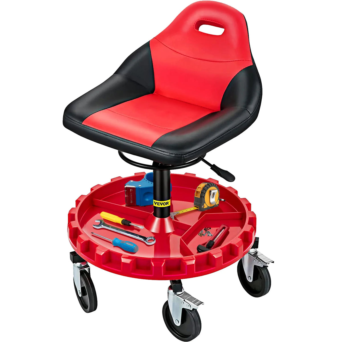 SucceBuy Rolling Garage Stool With Swivel Casters And Tool Tray