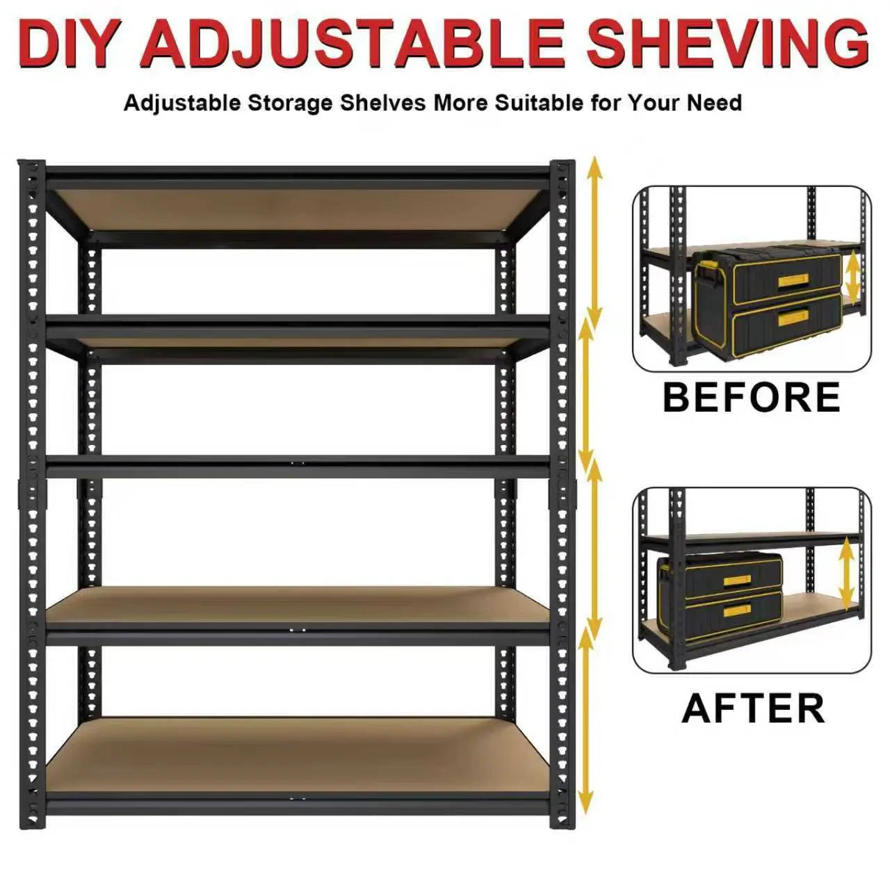 Sturdy Metal Storage Racks Extra Wide Garage Shelving With Adjustable Height