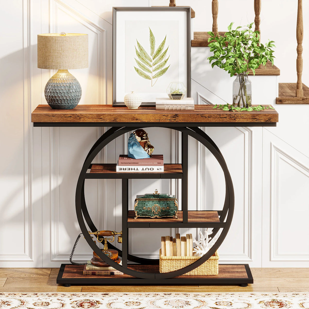 Tribesigns Four Tier Industrial Metal Entryway Console Table