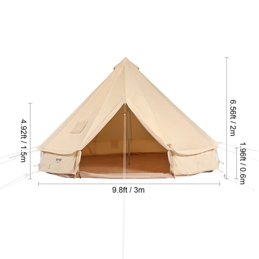 SucceBuy Canvas Bell Tent For Camping Holds Eight People