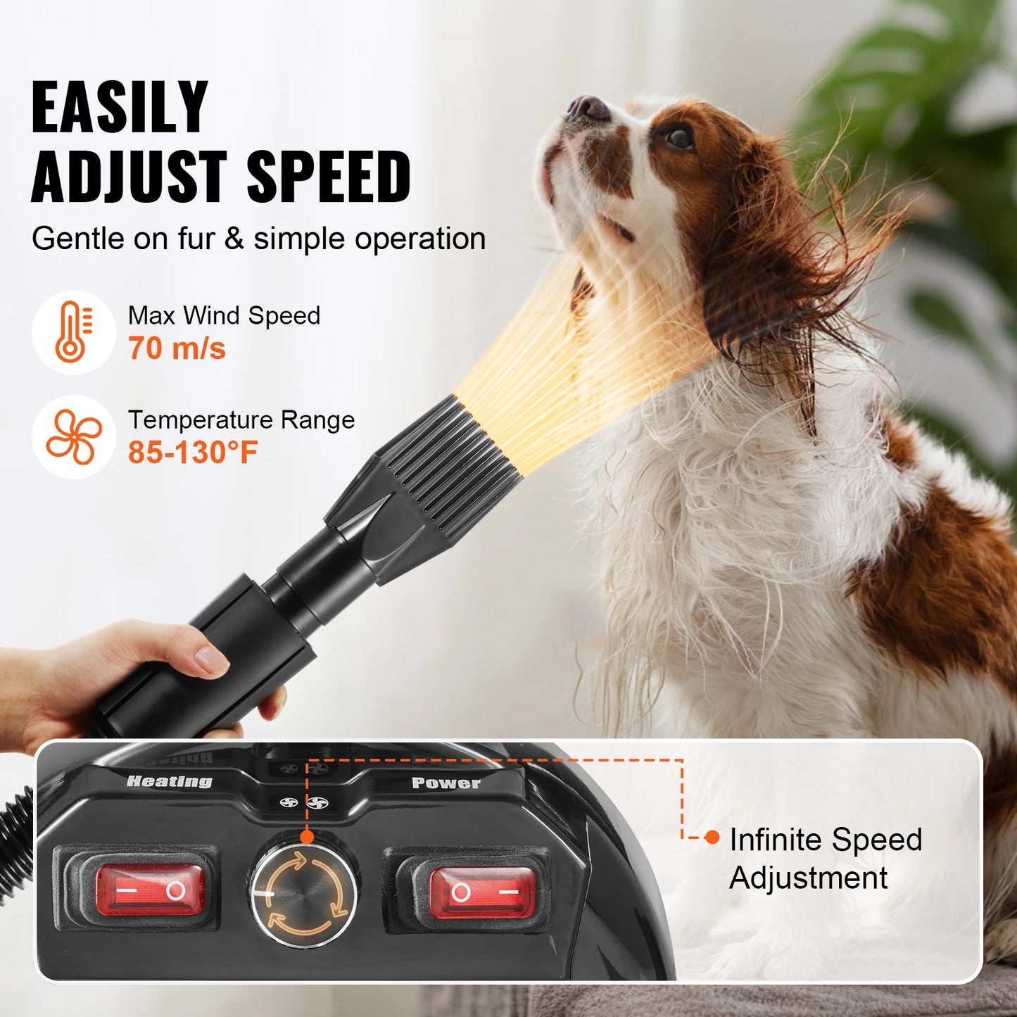 SucceBuy Dog Blow Dryer With Adjustable Speed And Temperature Control