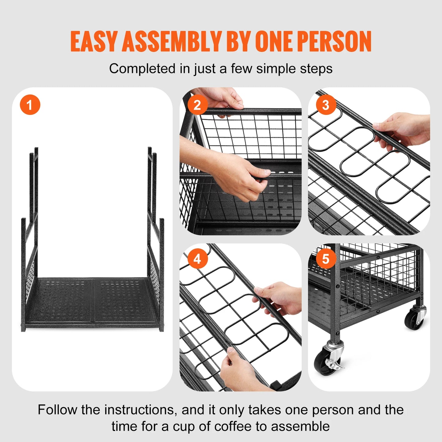 Garden Tool Organizer Rack With Hooks And Wheels For Garage