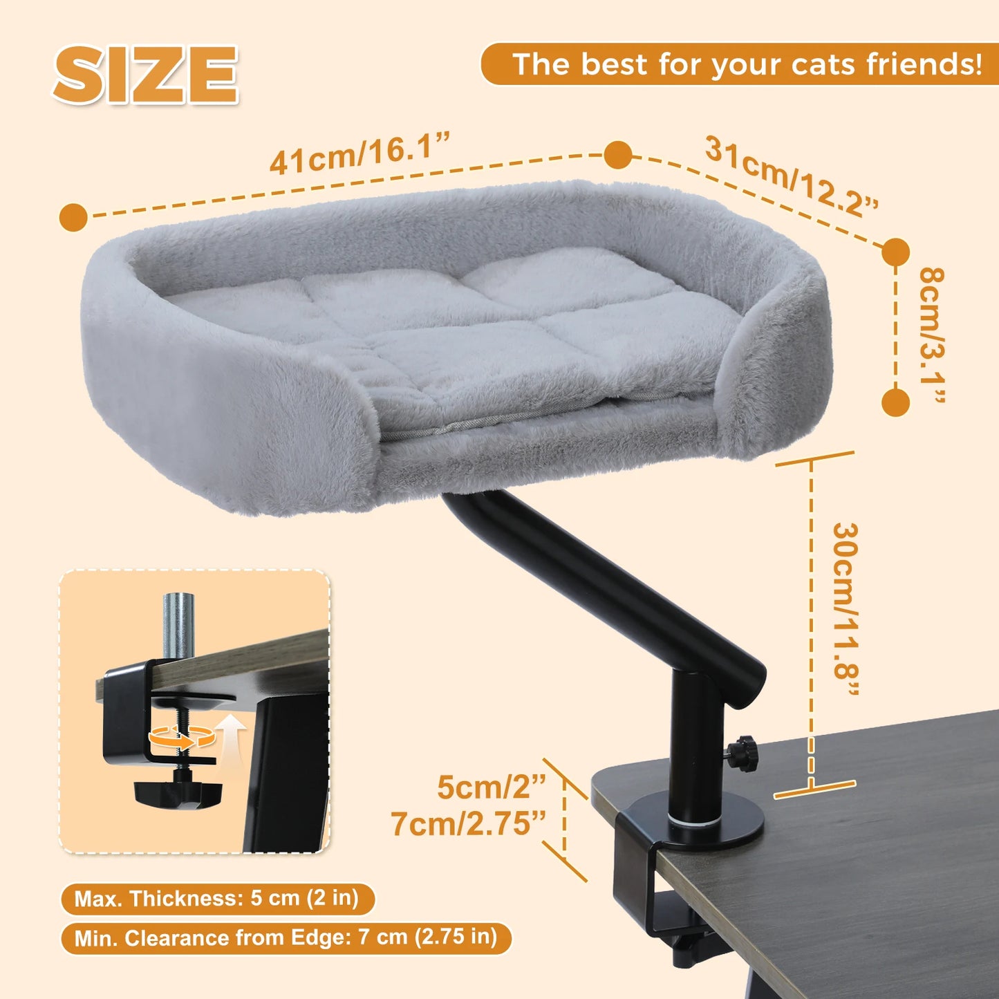 PAWZ Road Cat Desk Bed 360 Degree Rotatable Stand For Indoor Cats