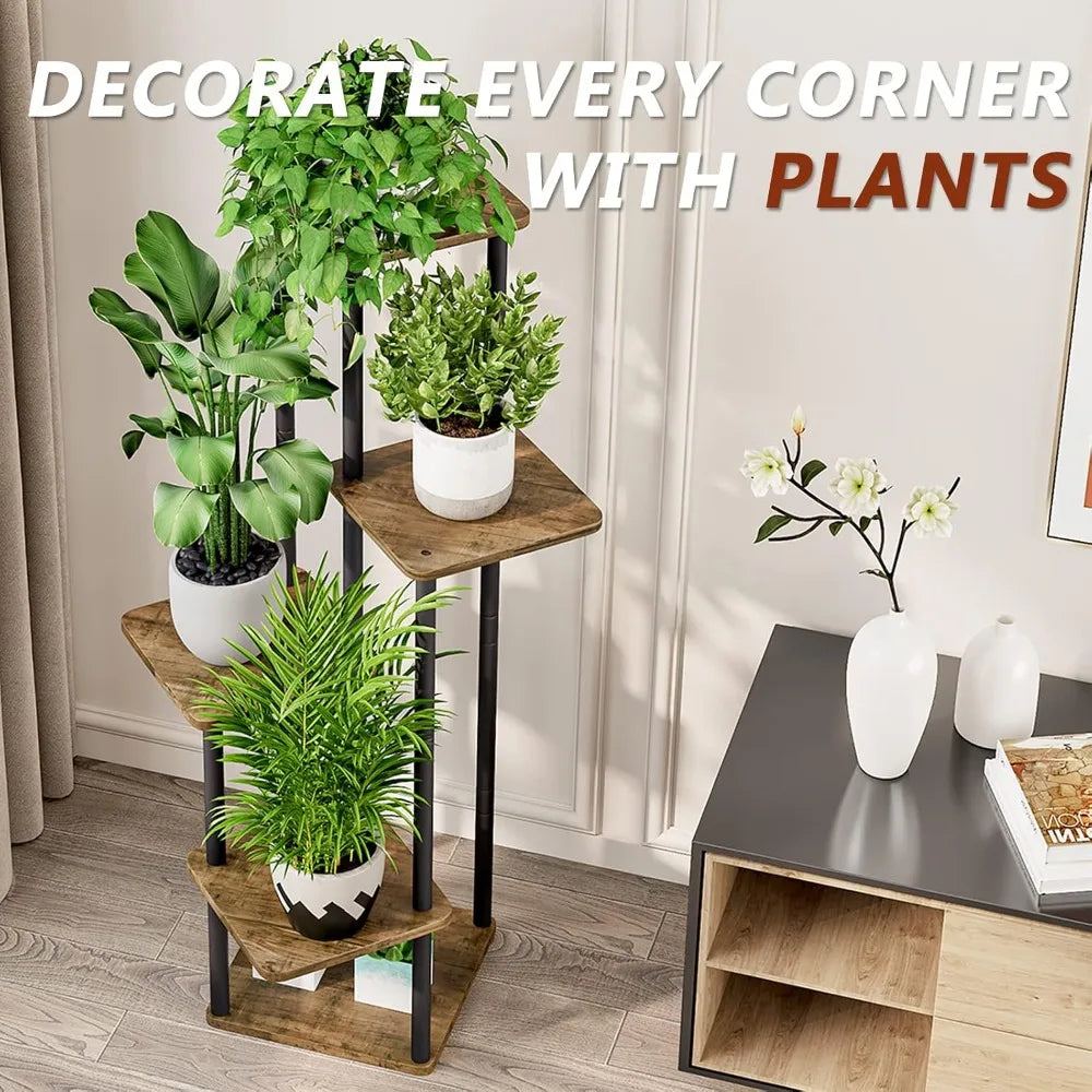 5 Tier Tall Plant Stand Indoor Metal Flower Shelf For Multiple Plants