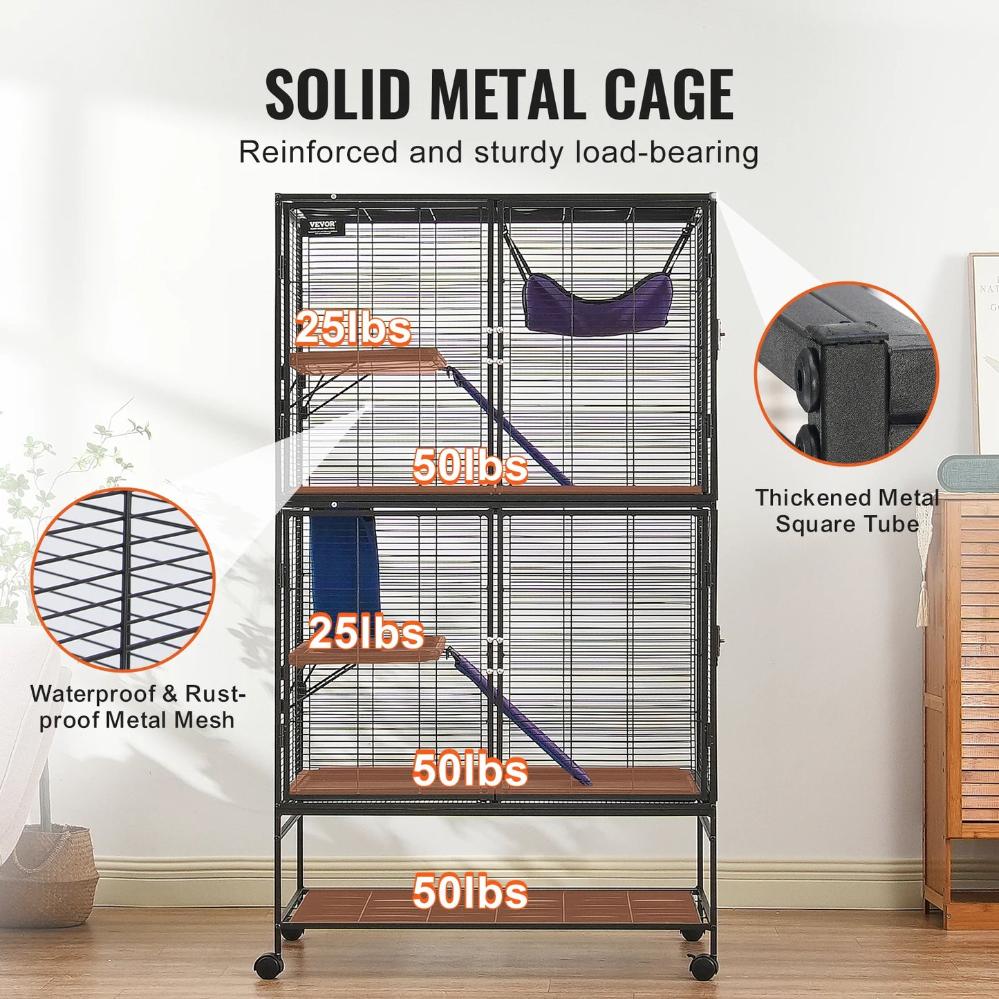 SucceBuy Rolling Metal Ferret Cage 4 Tier Critter Nation Cage