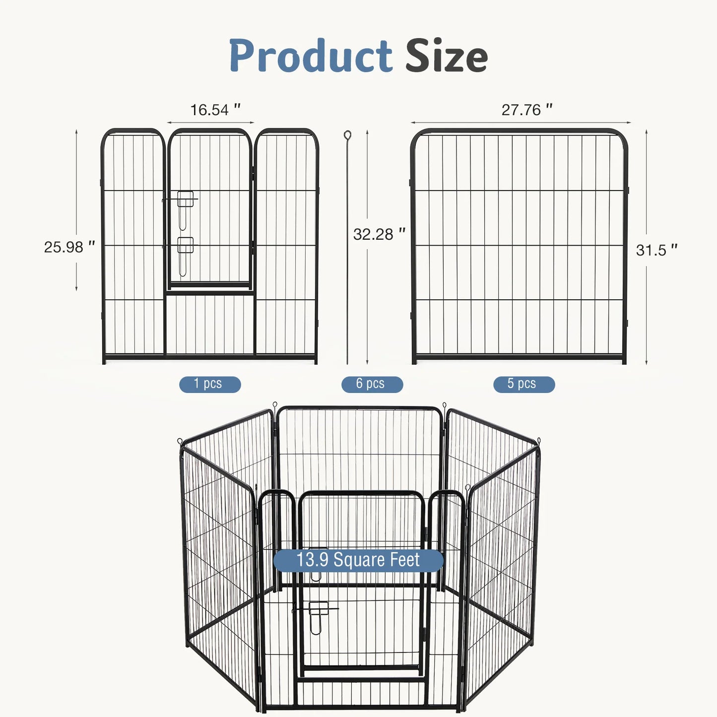 JHK Foldable Metal Dog Playpen For Indoor And Outdoor Use