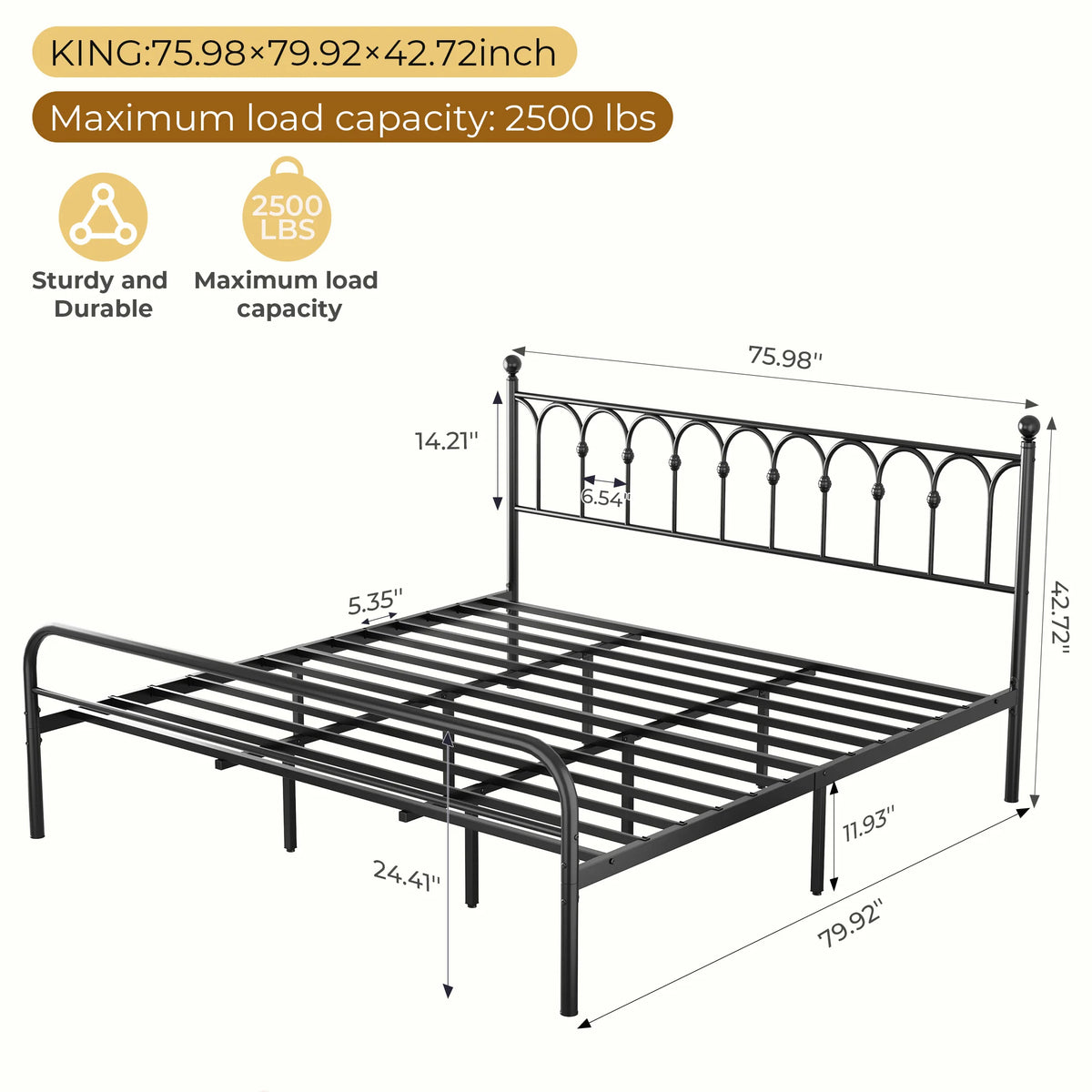 JHK Square Metal Platform Bed Frame Heavy Duty No Boxspring