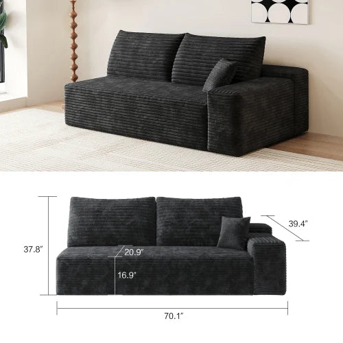 YQXH Cloud Style Sectional Sofa With Corduroy Memory Foam Cushions