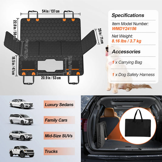 SucceBuy Back Seat Extender Dog Car Cover Hammock With Storage