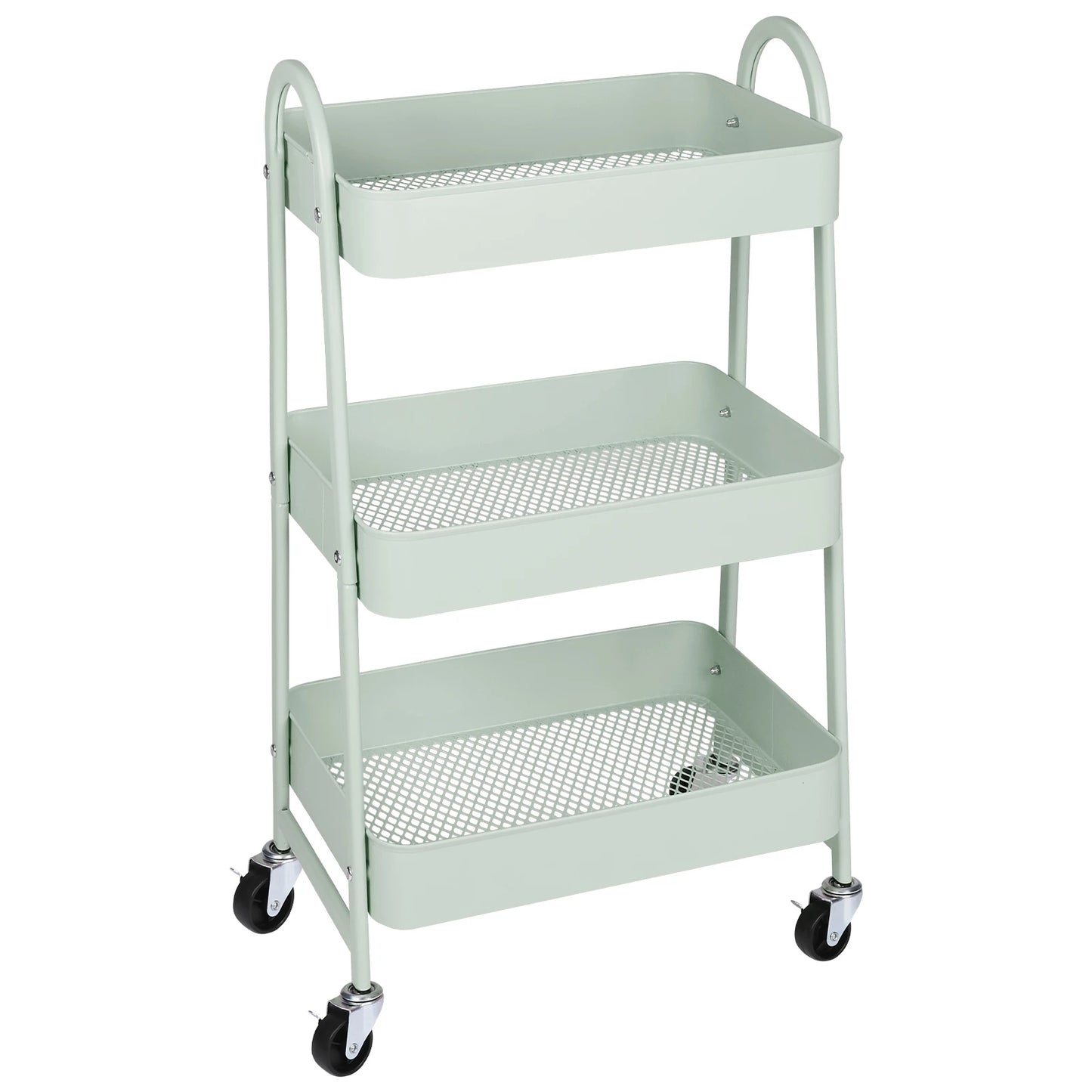 JHK 3 Tier Metal Storage Cart With Lockable Wheels