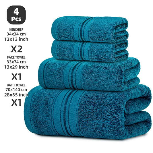 Luxury Cotton 4 Piece Bath Towel Set With Washcloths