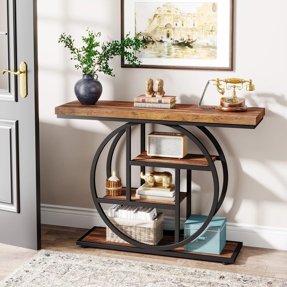 Tribesigns Four Tier Industrial Metal Entryway Console Table