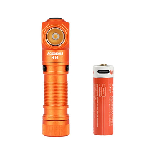 ACEBEAM H16 Headlamp LED Right Angle Flashlight Rechargeable AA Battery