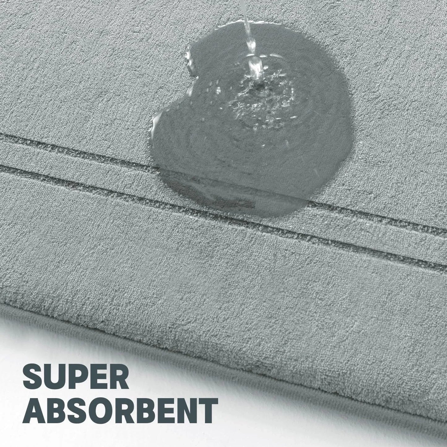 3Piece Absorbent NonSlip Memory Foam Bath Mat Set Quick Dry