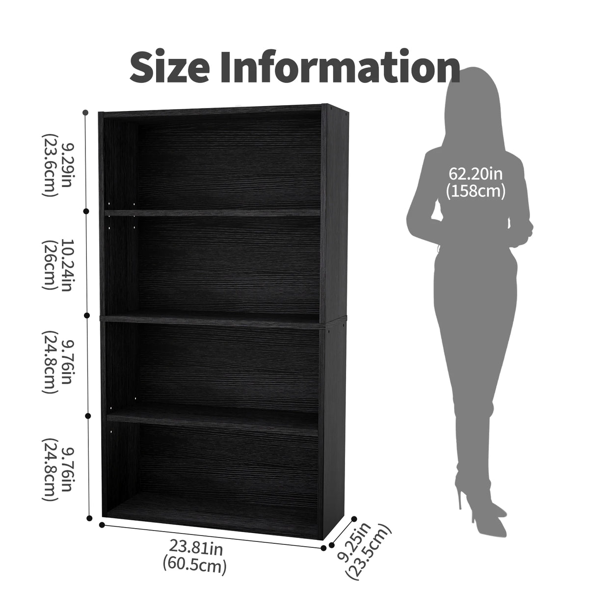 JHK Wooden Open Bookcase For Living Room And Office