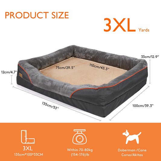 BINGOPAW Orthopedic Memory Foam Dog Bed Waterproof With Bolstered Sofa