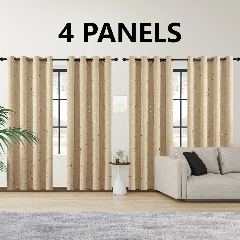 Blackout Curtains Thermal Insulated Room Darkening Foil Circle Dots Bedroom