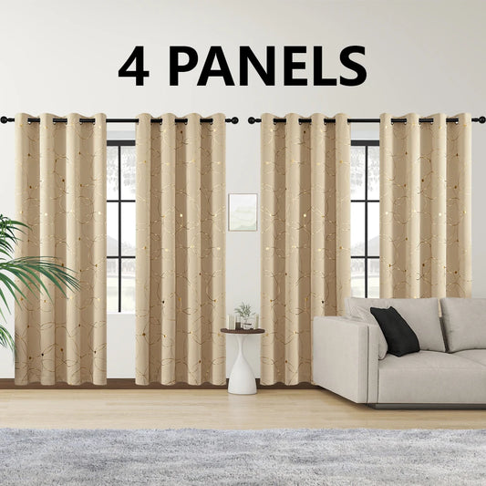 Blackout Curtains Thermal Insulated Room Darkening Foil Circle Dots Bedroom
