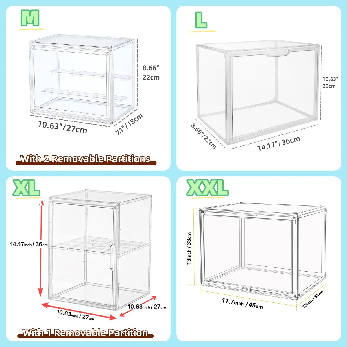 Acrylic Clear Stackable Storage Case Bin For Collectibles