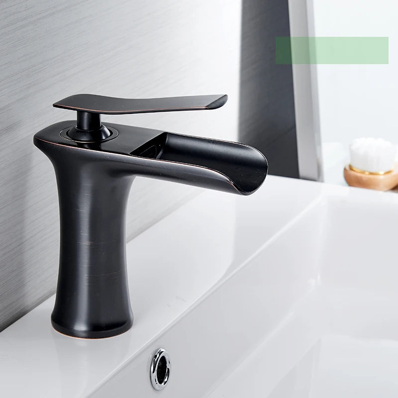 Single Handle Brass Waterfall Bathroom Basin Faucet Mixer Tap