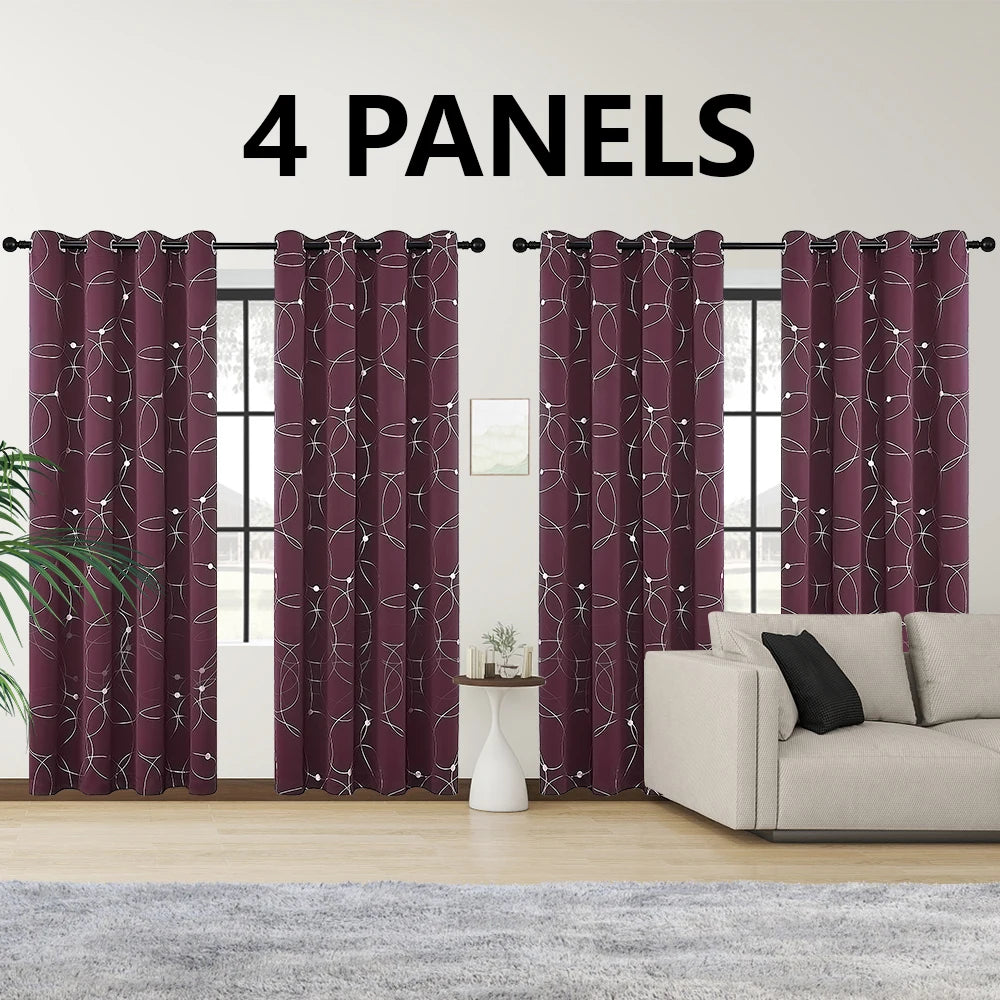 Blackout Curtains Thermal Insulated Room Darkening Foil Circle Dots Bedroom
