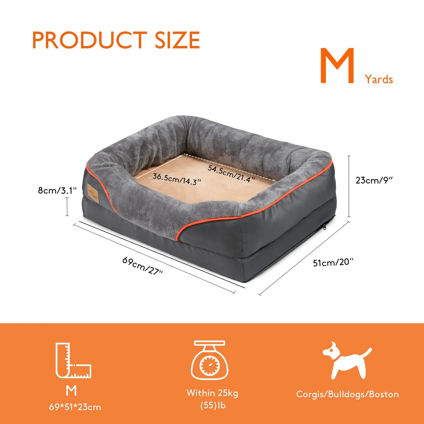 BINGOPAW Orthopedic Memory Foam Dog Bed With Bolstered Cushion
