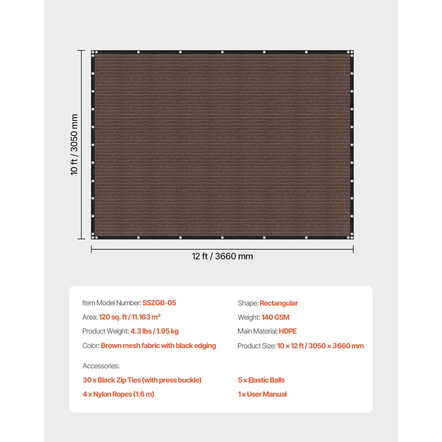 SucceBuy 90 Percent Sun Shade Cloth HDPE Canopy Outdoor Garden