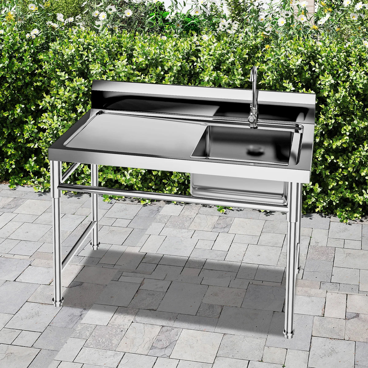304 Stainless Steel Utility Sink With Faucet And Drainboard