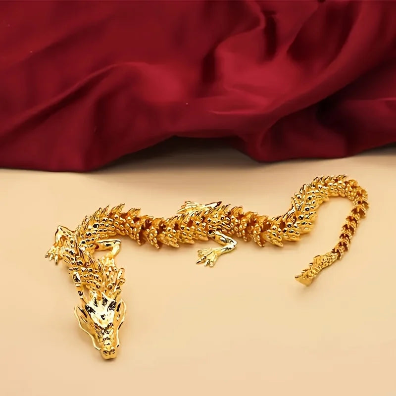 Majestic 3D Alloy Dragon Statue With Movable Limbs For Desktop