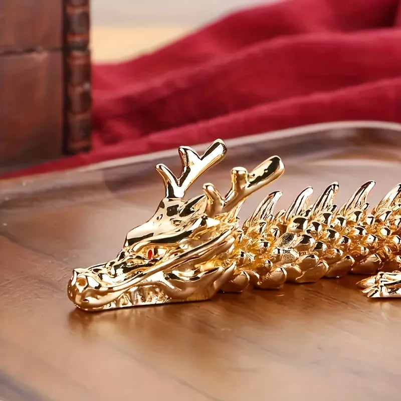 Majestic 3D Alloy Dragon Statue With Movable Limbs For Desktop